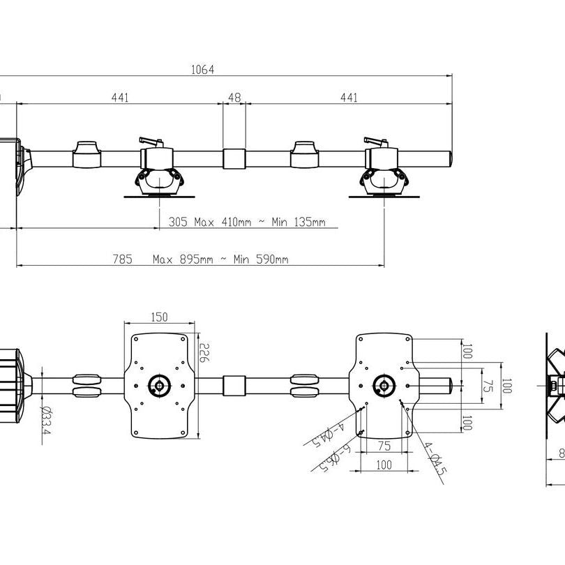 Multibrackets M VESA Desktopmount Dual Vertical Desk Clamp 24"-32"
