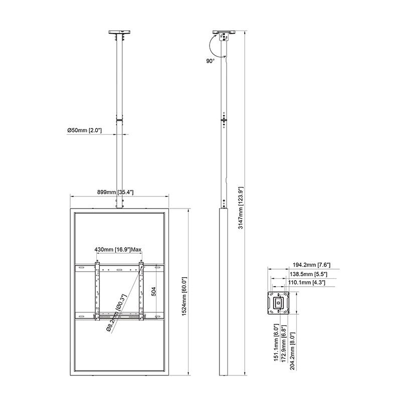 Multibrackets M Pro Series - Enclosure 65" Ceiling Medium White