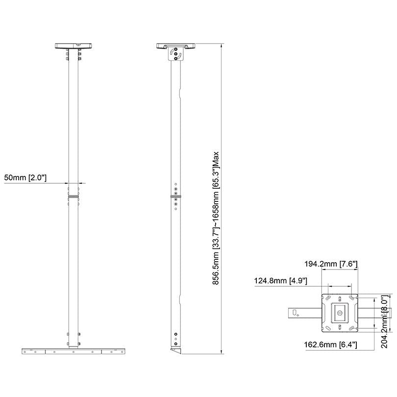 Multibrackets M Pro Series - Enclosure Ceiling Kit 49-65" White