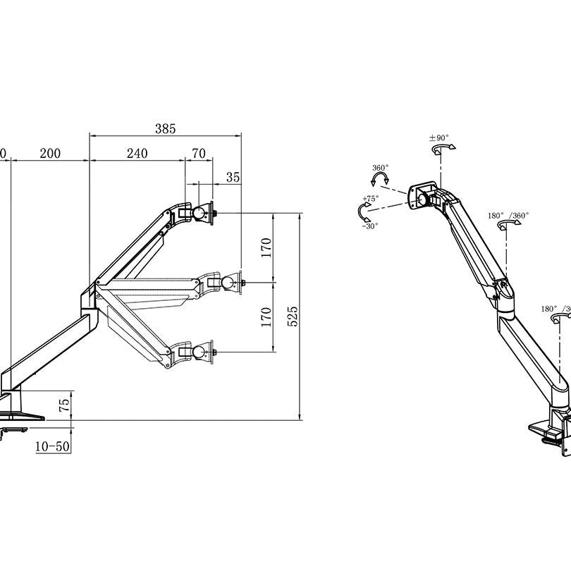 Multibrackets M Gaslift Arm Samsung G7 Single Black