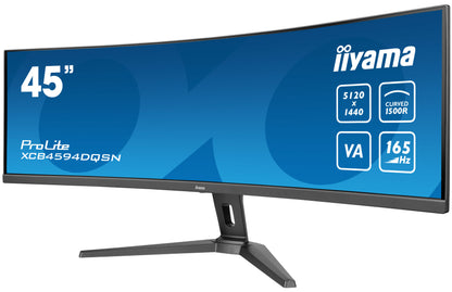 iiyama ProLite 45" Curved 1500R UWQHD 5120 x 1440 pixels Ultra Wide Computer Monitor with KVM Switch and USB-C Dock
