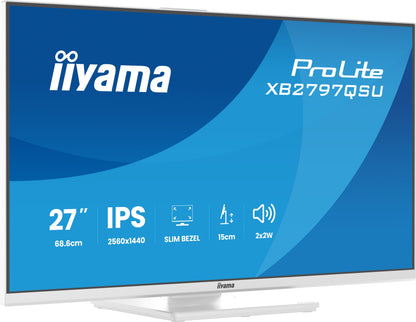 iiyama ProLite XB2797QSU-W1 computer monitor 68.6 cm (27") 2560 x 1440 pixels Quad HD LED White