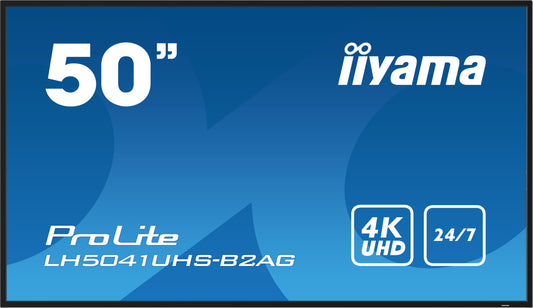 iiyama LH5041UHS-B2AG Signage Display Digital signage flat panel 127 cm (50") LCD 500 cd/m² 4K Ultra HD Black 24/7