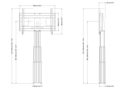 Conen Mounts Motorized monitor wall mount, 70 cm of vertical travel