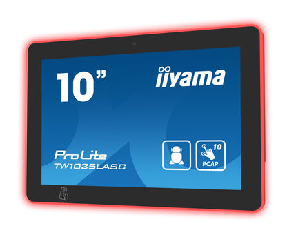 iiyama TW1025LASC-B1PNR Signage Display Kiosk design 25.6 cm (10.1") LED Wi-Fi 450 cd/m² HD Black Touchscreen Built-in processor Android 24/7