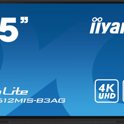iiyama TE7512MIS-B3AG Signage Display Kiosk design 190.5 cm (75") LCD Wi-Fi 400 cd/m² 4K Ultra HD Black Touchscreen Built-in processor Android 11 24/7