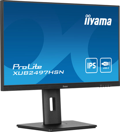 iiyama ProLite XUB2497HSN-B2 24" Full HD LED Desktop Monitor with USB-C Hub & RJ45 Port