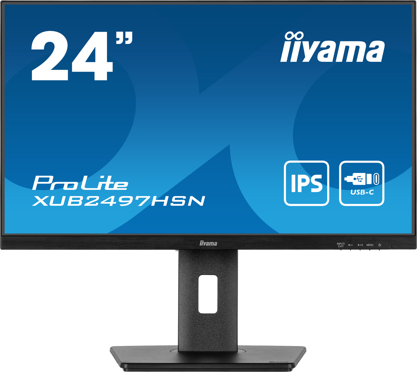 iiyama ProLite XUB2497HSN-B2 24" Full HD LED Desktop Monitor with USB-C Hub & RJ45 Port