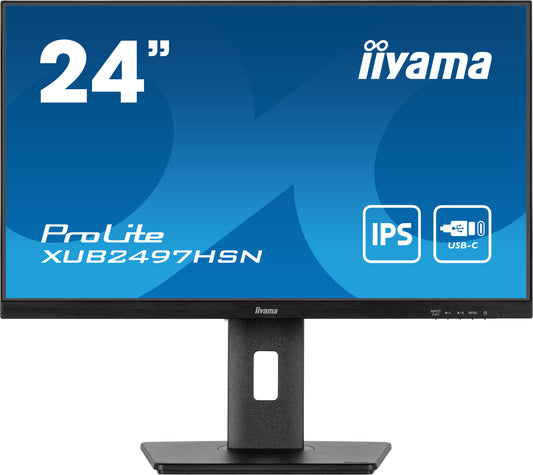 iiyama ProLite XUB2497HSN-B2 24" Full HD LED Desktop Monitor with USB-C Hub & RJ45 Port