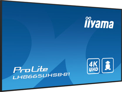 iiyama LH8665UHSB-B1 Signage Display Kiosk design 2.18 m (86") LED Wi-Fi 800 cd/m² 4K Ultra HD Black Built-in processor Android 11 24/7