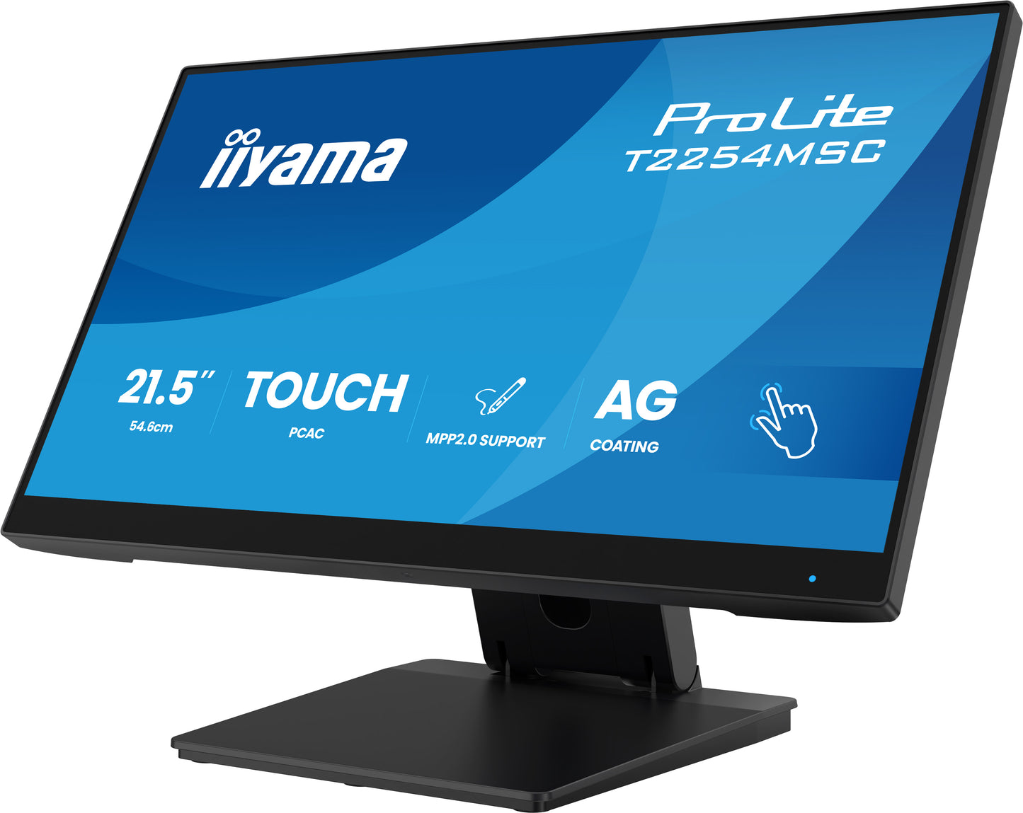 iiyama 21.5” Optical Bonded PCAP 10pt touchscreen monitor featuring IPS panel technology, Anti Glare coating, active stylus support (MPP 2.0) and edge-to-edge glass