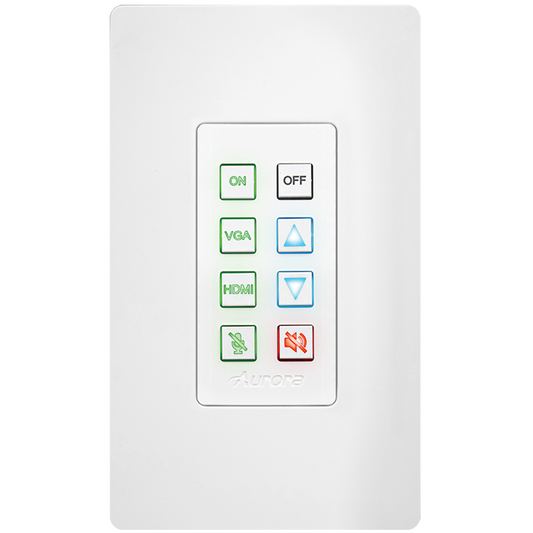 Aurora Multimedia DXB-8i-G2-W 8-Button 1-Gang Backlit Button Control Pad (White)