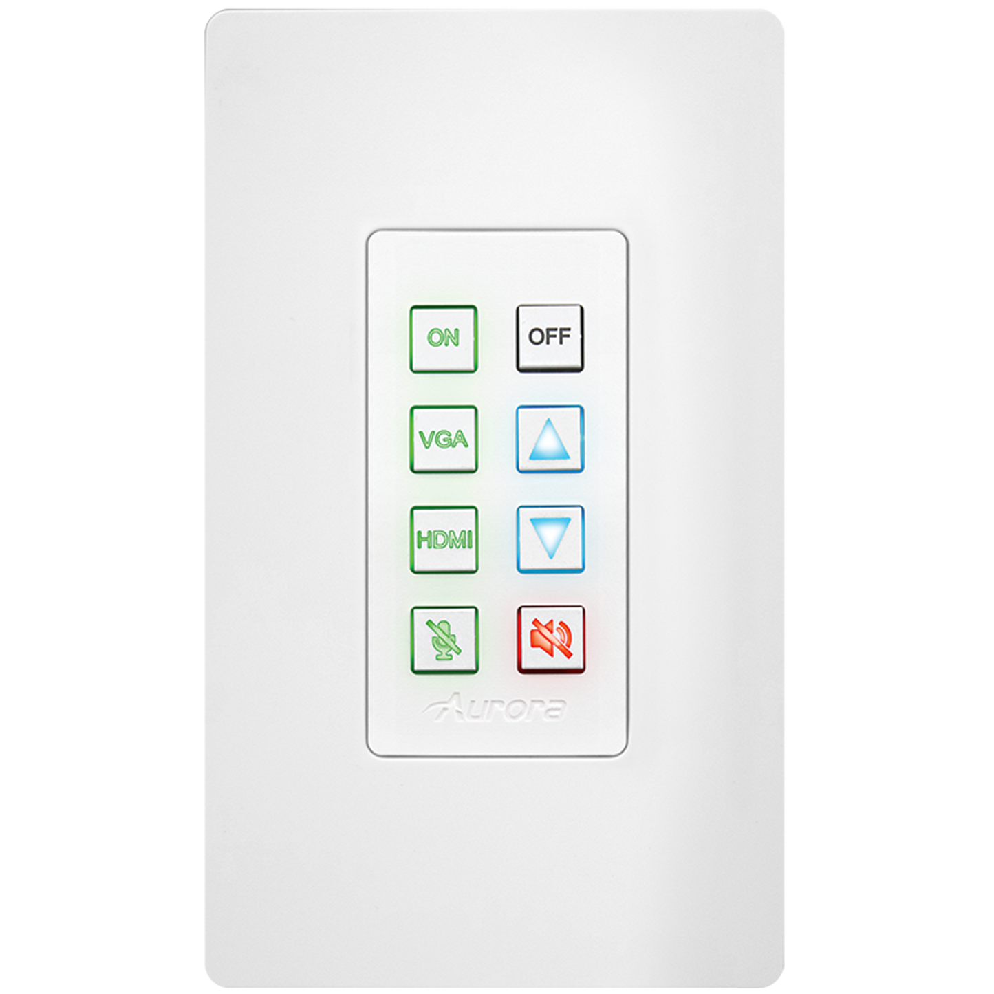 Aurora Multimedia DXB-8i-G2-W 8-Button 1-Gang Backlit Button Control Pad (White)