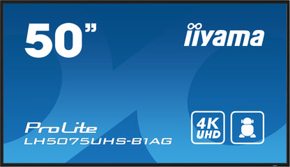 iiyama ProLite LH5075UHS-B1AG 50" 4K UHD 24/7 Display with Android OS, FailOver and Intel SDM slot