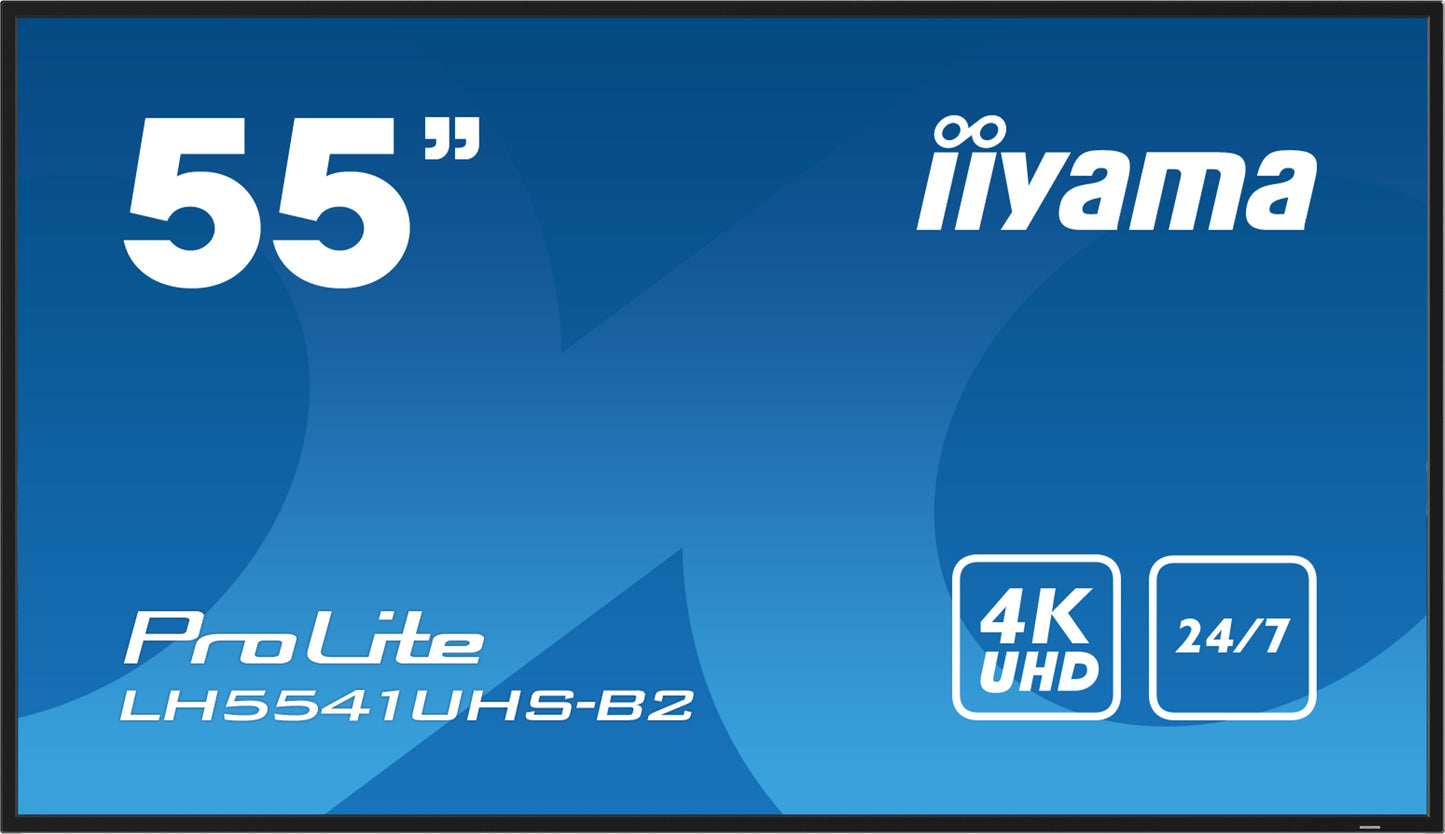 iiyama ProLite LH5541UHS-B2 55" Professional Digital Signage display with 4K UHD resolution and 24/7 operating time