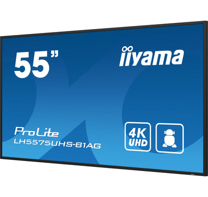 iiyama ProLite LH5575UHS-B1AG 55" IPS 4K UHD Digital Signage Display with Android OS