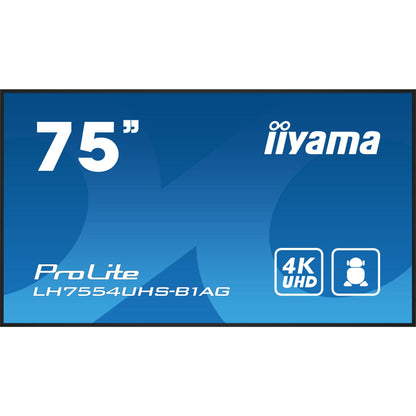 Iiyama ProLite LH7554UHS-B1AG 75" 4K UHD Digital Signage 24/7 display with Android OS, FailOver & Intel® SDM slot