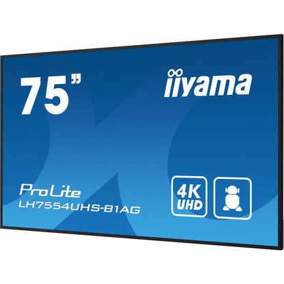 Iiyama ProLite LH7554UHS-B1AG 75" 4K UHD Digital Signage 24/7 display with Android OS, FailOver & Intel® SDM slot