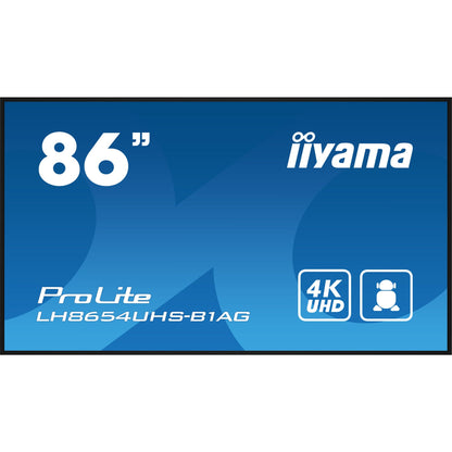 Iiyama PROLITE LH8654UHS-B1AG 86" 4K UHD Professional Digital Signage 24/7 display featuring Android OS, FailOver and Intel® SDM slot