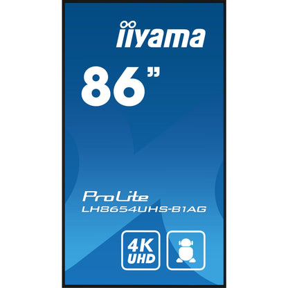 Iiyama PROLITE LH8654UHS-B1AG 86" 4K UHD Professional Digital Signage 24/7 display featuring Android OS, FailOver and Intel® SDM slot