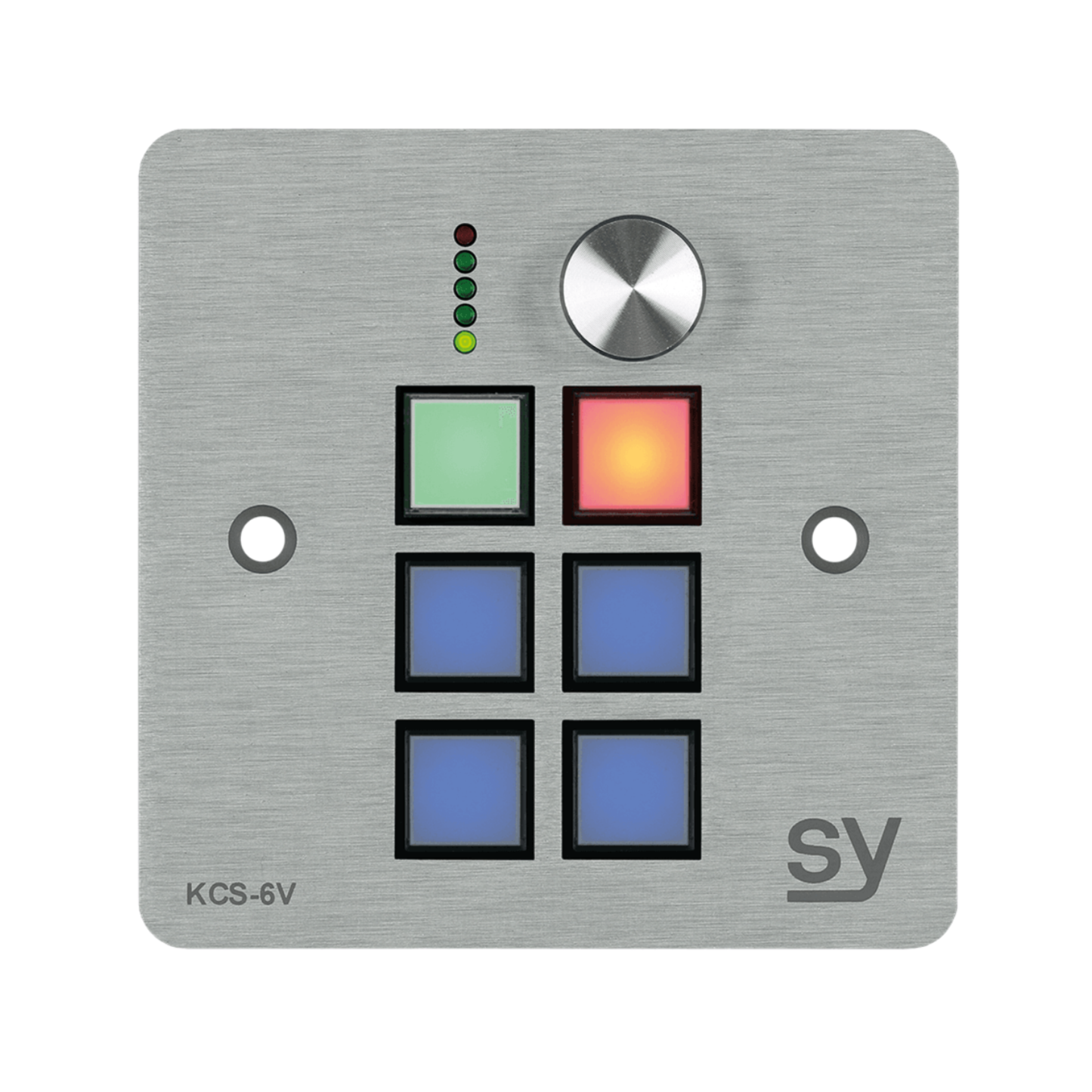 SY 6 button Keypad Controller with rotary volume control. In Brushed Aluminium