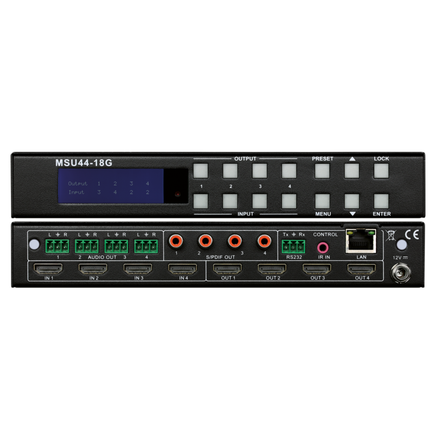 SY 4×4 HDMI 2.0 Matrix Switcher – 4K2K 60Hz 4:4:4 with Auto Scaling per Output