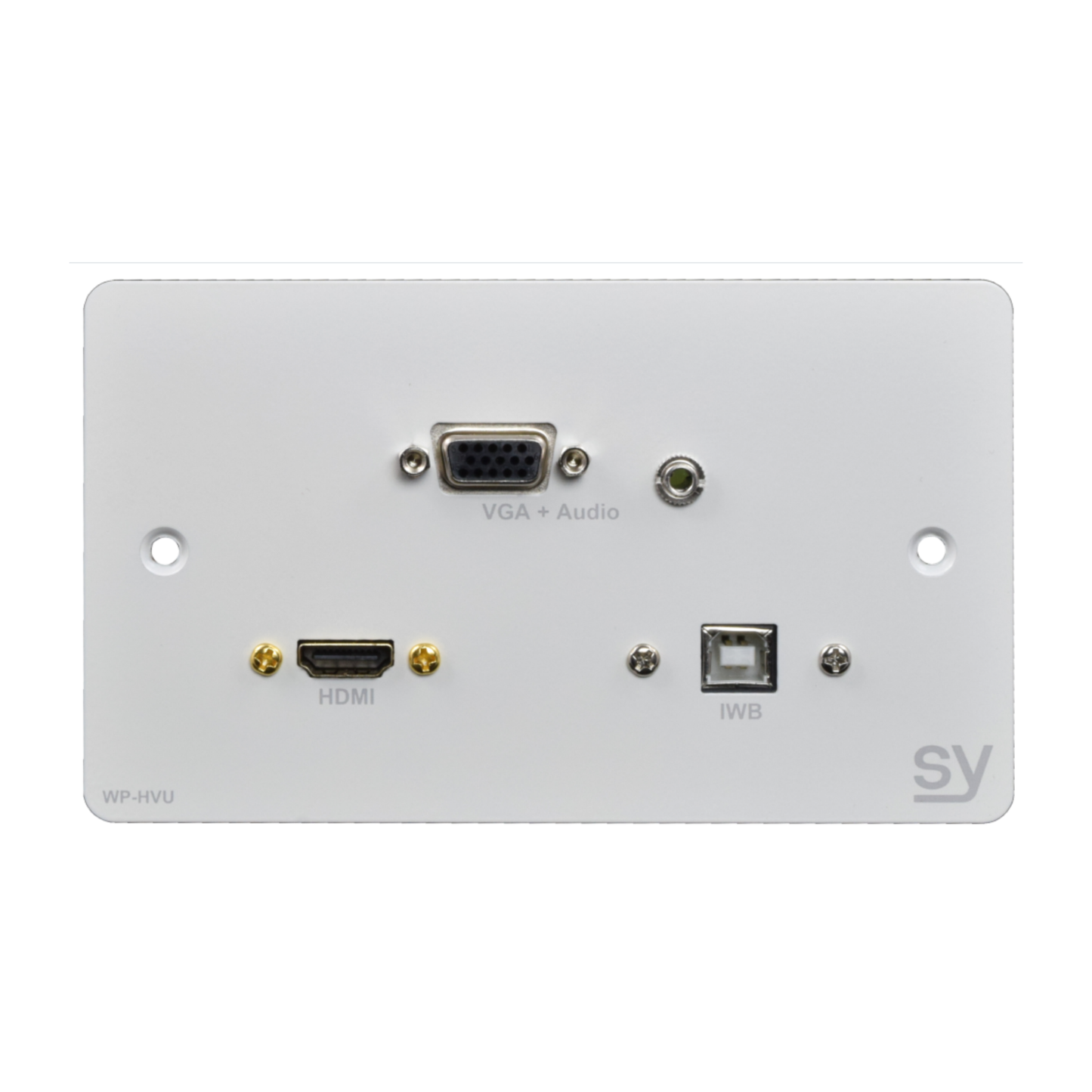 SY WP-HVU-BW HDMI VGA USB B Audio Wall Input Plate UK Double Gang White
