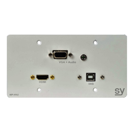 SY WP-HVU-EW Euro HDMI VGA USB B Wall Input Plate EU Double Gang White