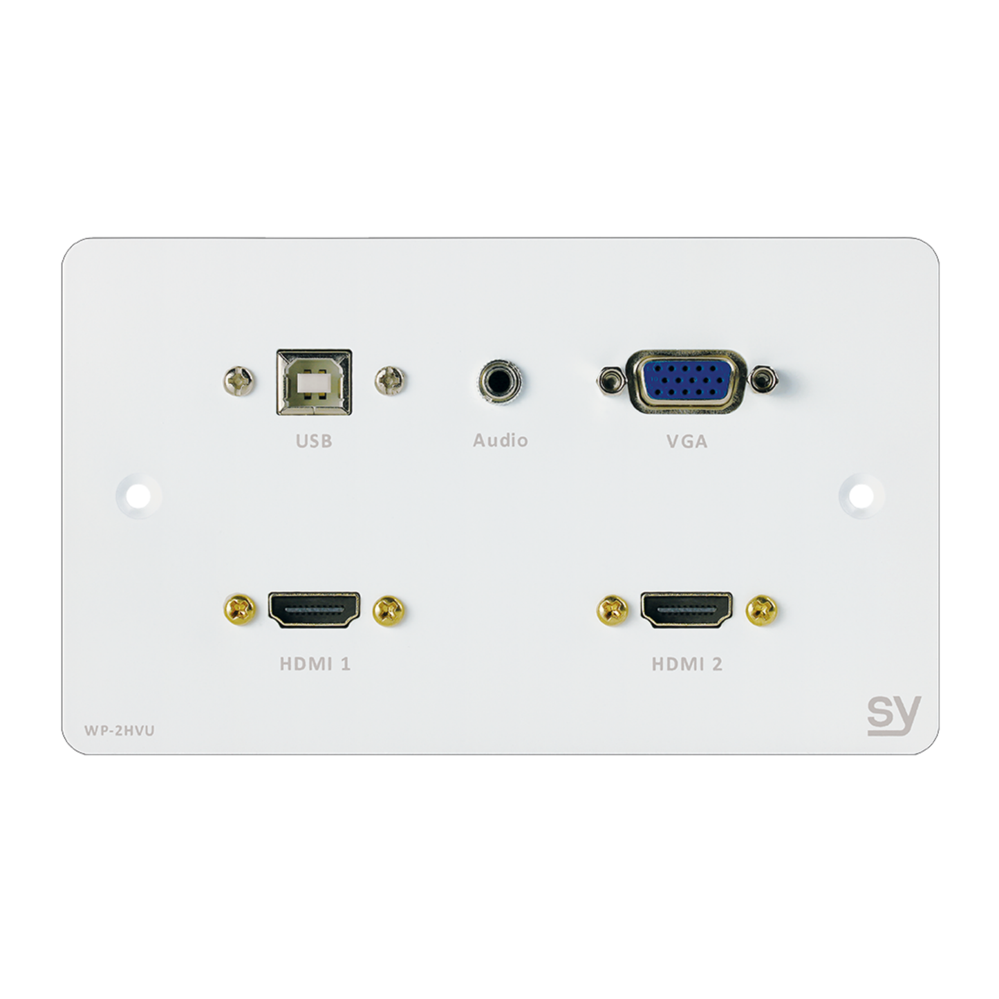 SY WP-2HVU-BW Dual HDMI VGA USB B Wall Input Plate UK Double Gang White