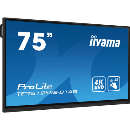 Iiyama ProLite TE7512MIS-B1AG 75" Interactive 4K UHD Touchscreen with User Profiles Software