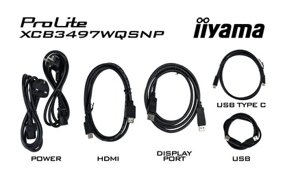 iiyama ProLite XCB3497WQSNP-B1 34’’ UWQHD Curved Monitor with USB-C dock, LAN, KVM switch