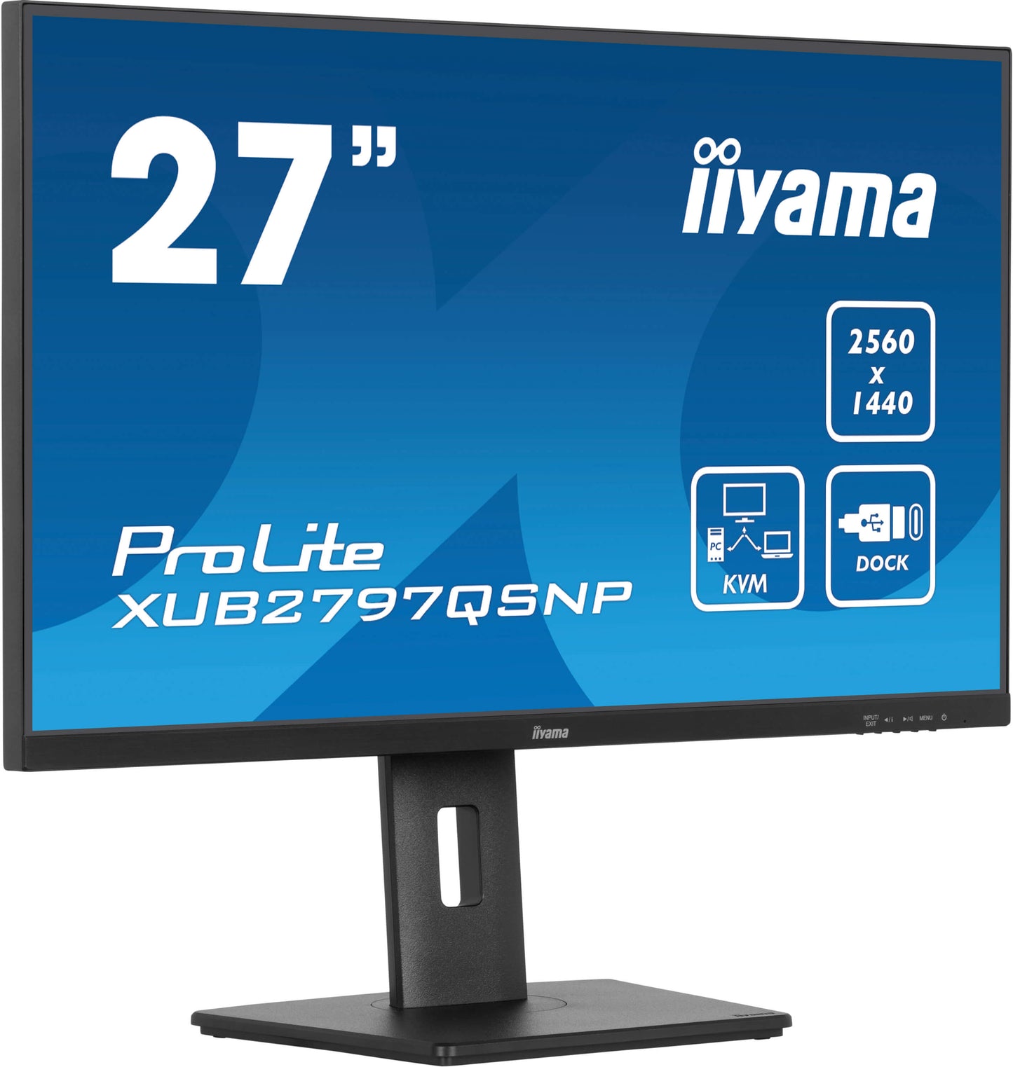 iiyama ProLite XUB2797QSNP-B1 27’’ WQHD IPS Monitor with RJ45 (LAN), KVM Switch & USB-C Dock (96W Power Delivery)