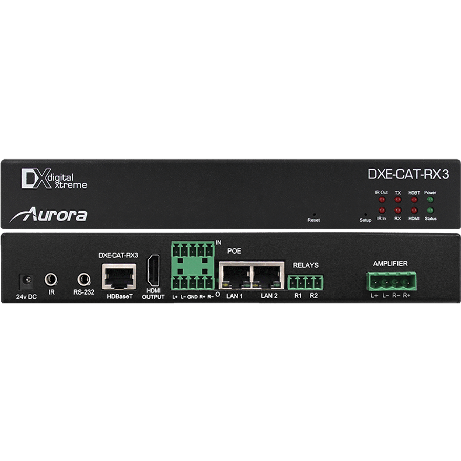 Aurora Multimedia DXE-CAT-RX3 HDBaseT Receiver w/Dual Relay & Audio