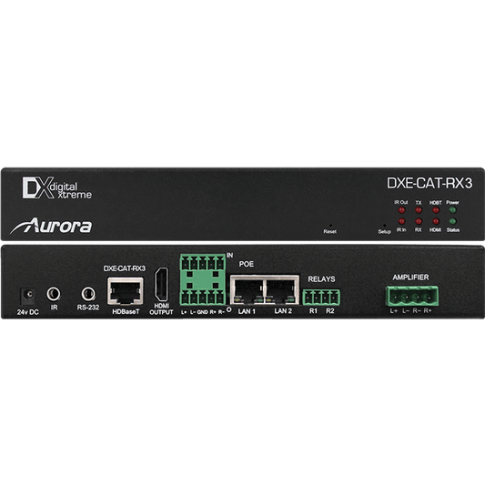 Aurora Multimedia DXE-CAT-RX3 HDBaseT Receiver w/Dual Relay & Audio