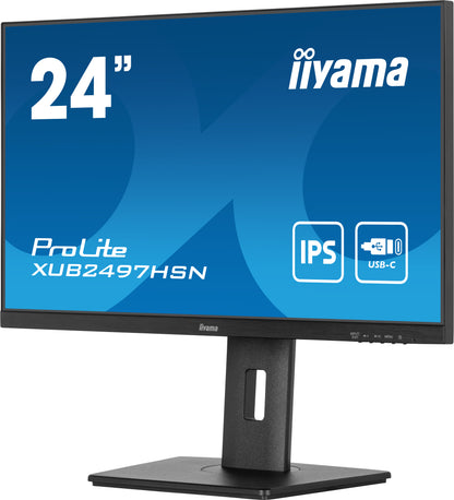 iiyama ProLite XUB2497HSN-B1 24" LED Full HD Display with USB-C & RJ45 (LAN) in Black