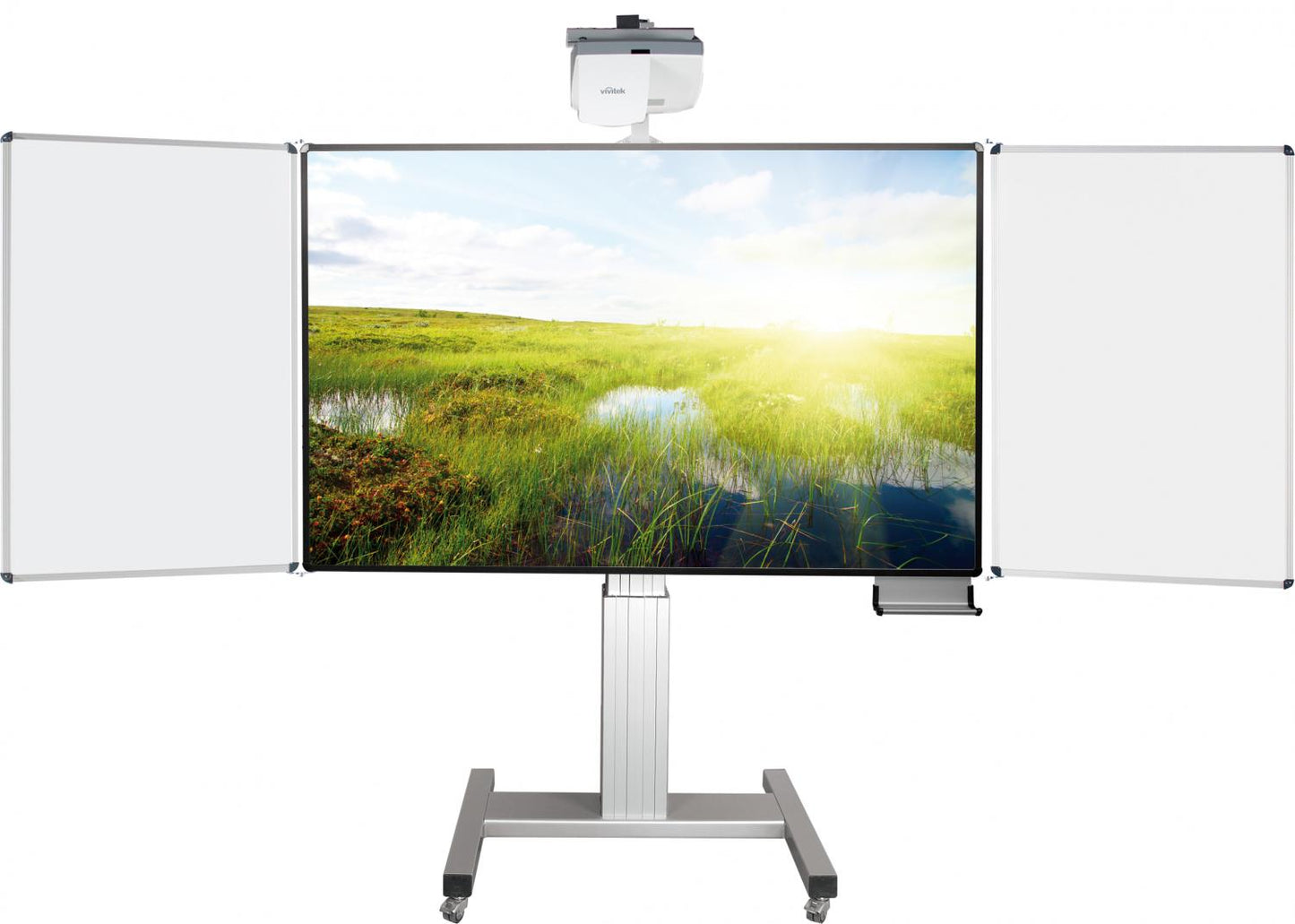 Conen Whiteboard Deluxe 130 Board For Different Pen-operated Projectors Mobile, Electric Height Adjustable, With Optional Sidewings