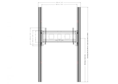 Conen PYF1-IFPD-W Wall Mounted 2 Pylon Sliding System For Displays From 65-86" Manually Height-adjustable With Pulley And Counter Weight