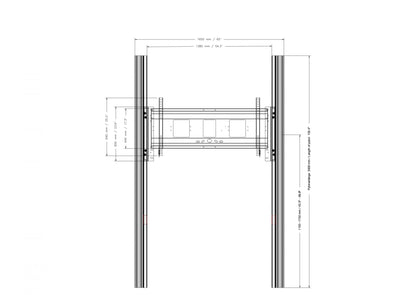 Conen PYF1-IFPD-W Wall Mounted 2 Pylon Sliding System For Displays From 65-86" Manually Height-adjustable With Pulley And Counter Weight