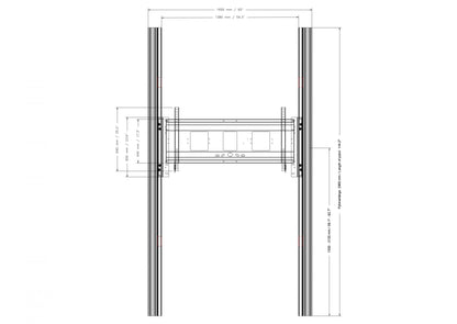 Conen PYF1-IFPD-W Wall Mounted 2 Pylon Sliding System For Displays From 65-86" Manually Height-adjustable With Pulley And Counter Weight