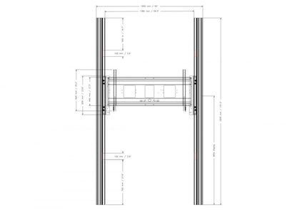 Conen PYFKL-IFPD-W Wall Mounted 2 Pylon Sliding System For Displays From 65-86" Manually Height-adjustable With Pulley And Counter Weight, With 2 Whiteboard Wings