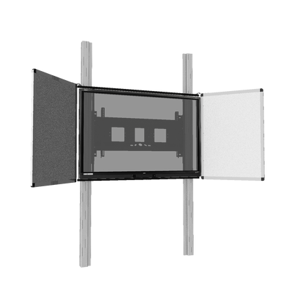 Conen PYFKL-IFPD-W Wall Mounted 2 Pylon Sliding System For Displays From 65-86" Manually Height-adjustable With Pulley And Counter Weight, With 2 Whiteboard Wings