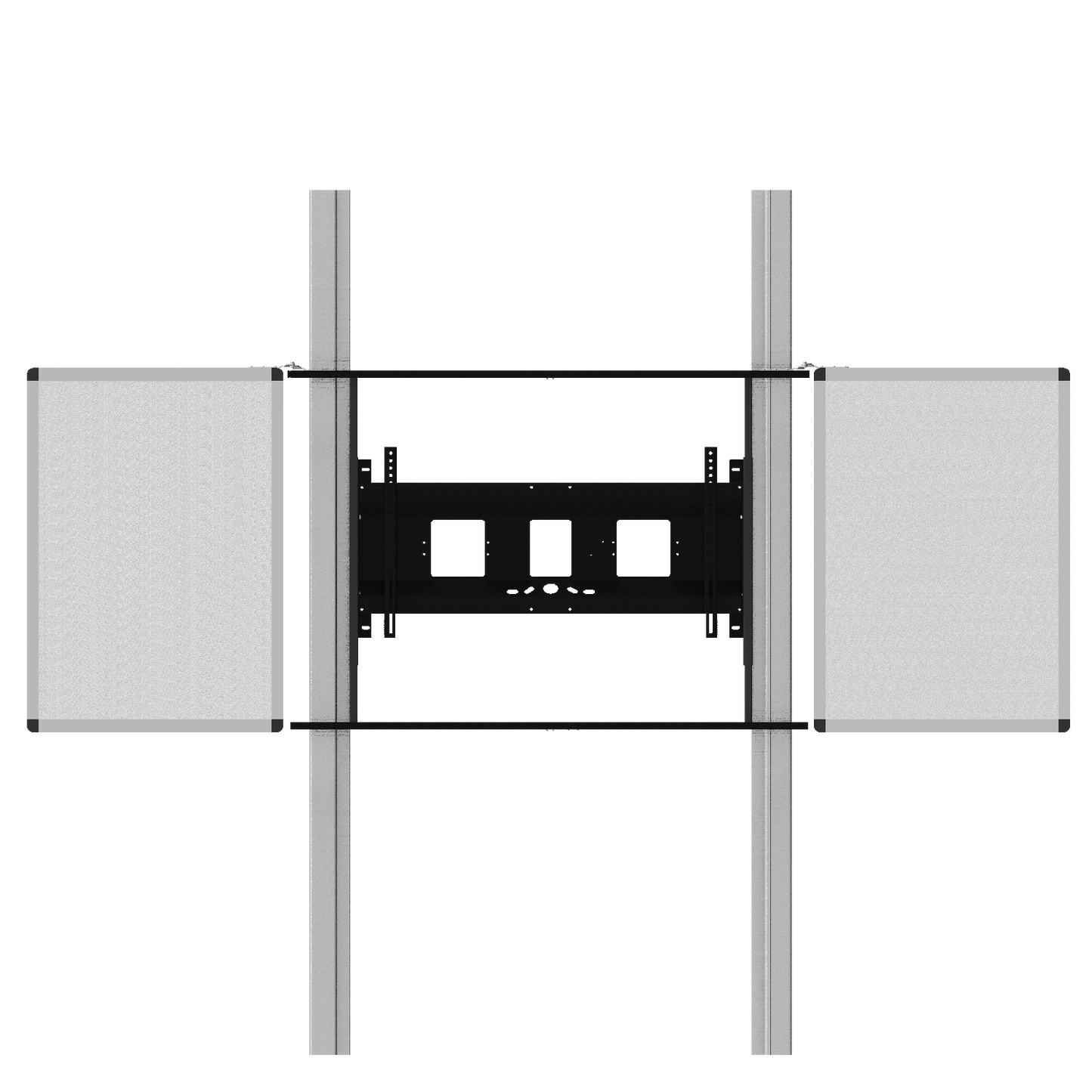 Conen PYFKL-IFPD-W Wall Mounted 2 Pylon Sliding System For Displays From 65-86" Manually Height-adjustable With Pulley And Counter Weight, With 2 Whiteboard Wings