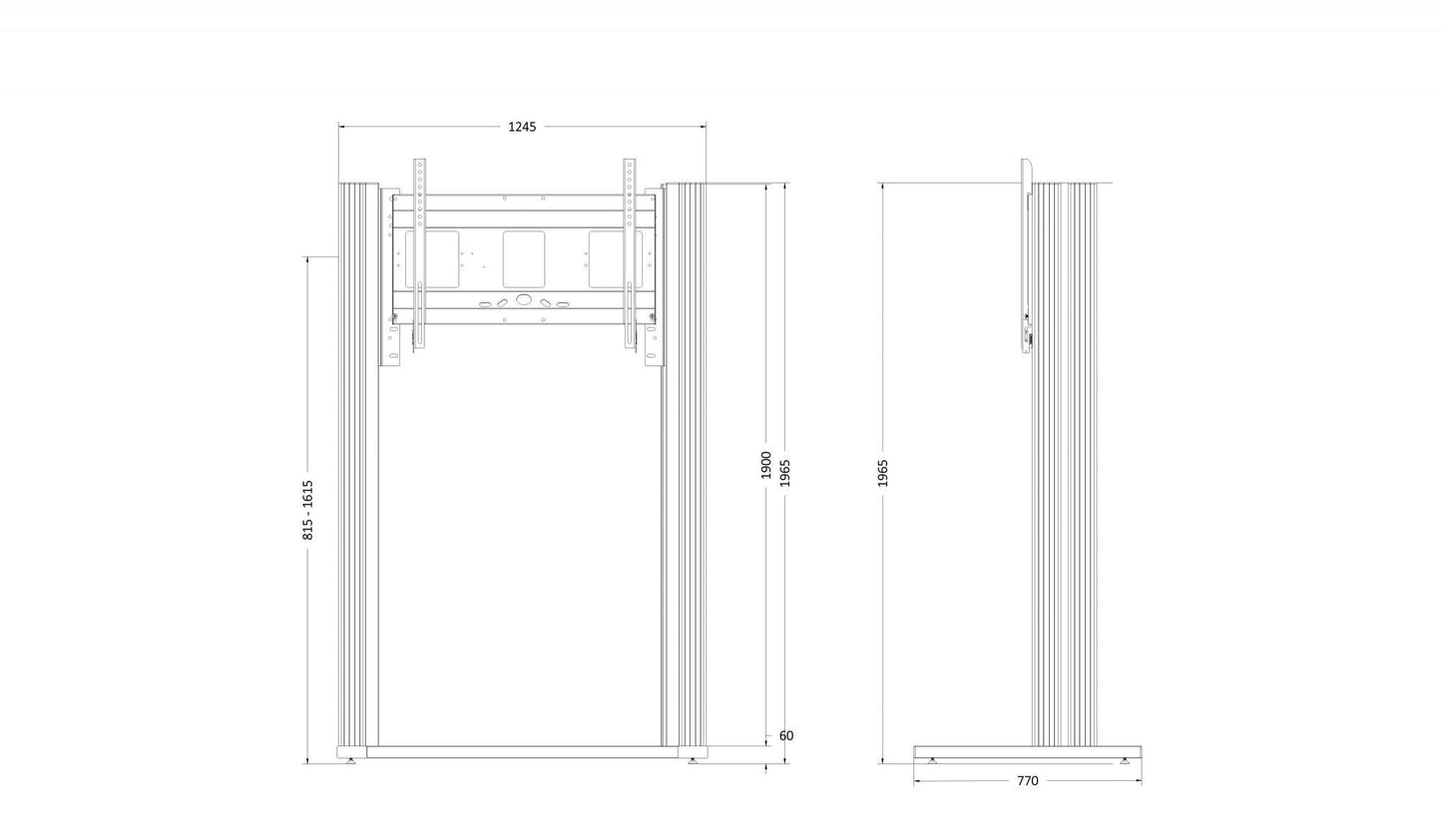 Conen PYKL-IFPD-HW Freestanding Counterweight Pylon-system For Monitors From 65-86" Manually Height Adjustable With 2 Whiteboard Wings