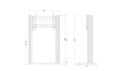 Conen PYKL-IFPD-HW Freestanding Counterweight Pylon-system For Monitors From 65-86" Manually Height Adjustable With 2 Whiteboard Wings