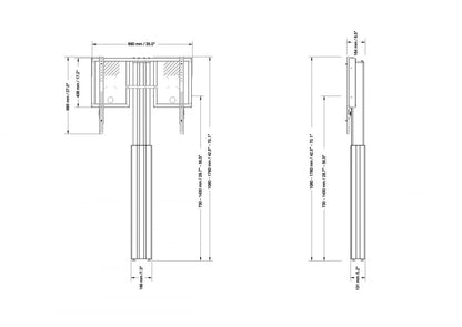 Conen RLI10070WBK Height Adjustable Monitor Wall Mount, Lite Series Black, With Anti-collision, Center To Floor 750 - 1450 Mm