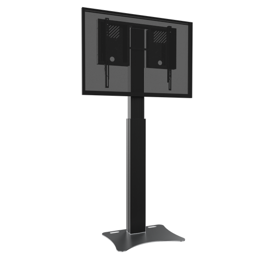 Conen RLI12090PBK Height Adjustable Display And Monitor Stand, Lite Series With 90 Cm Of Vertical Travel Column Black, Anti-collision, High Model, Floor Plate Black