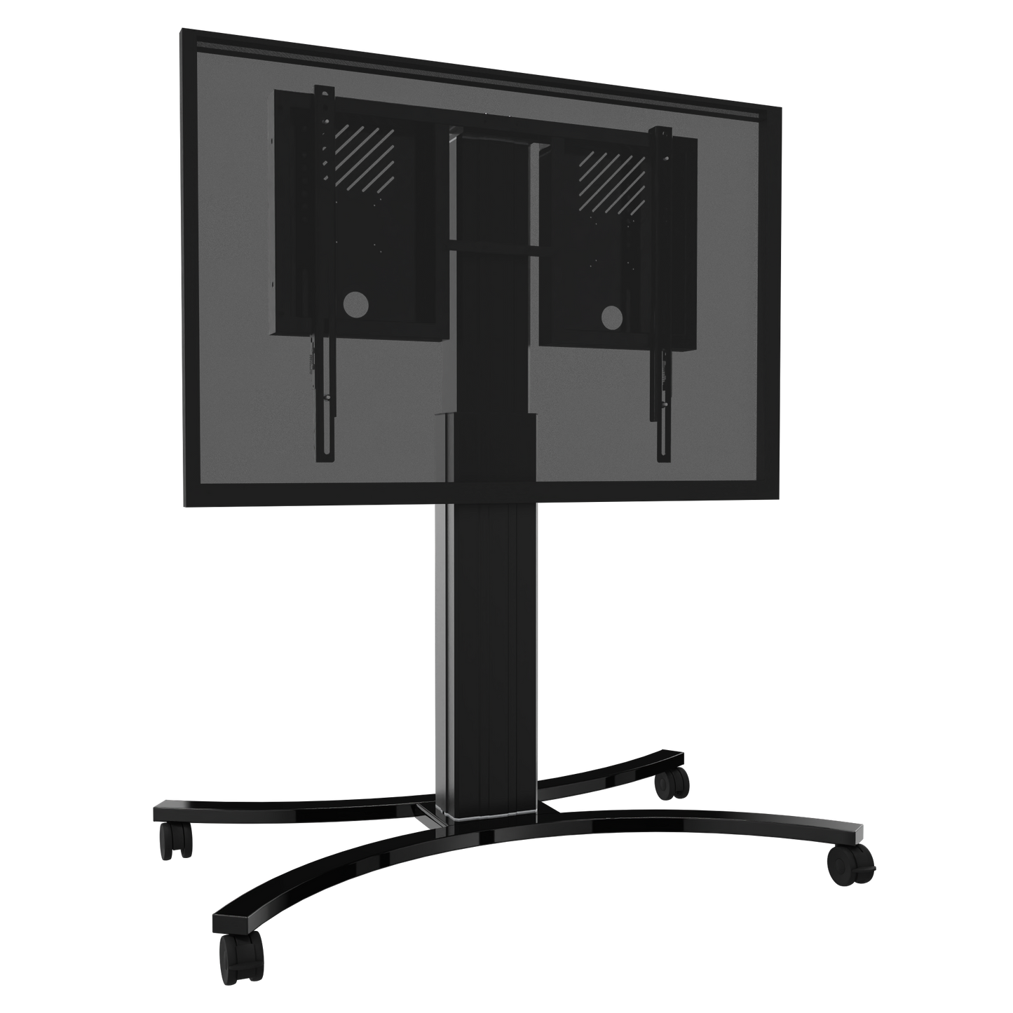 Conen RLI8050CBK Height Adjustable Mobile Tv And Monitor Stand, Lite Series With 50 Cm Of Vertical Travel Column Black, Anti-collision, Low Model, V-style Base