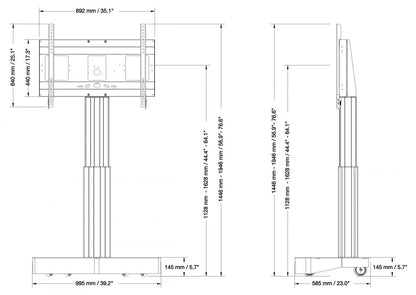 Conen SCETABSOMotorized Mobile Display And Tv Stand, 50 Cm Of Vertical Travel Column Black, Design Base, Mobile