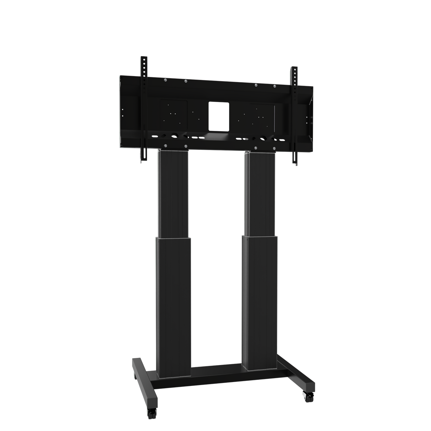 Conen SCETADB Motorized Heavy Duty Xl Flat Screen Tv & Monitor Cart With 50 Cm Of Vertical Travel Two Columns Black Anodized, H-style Base