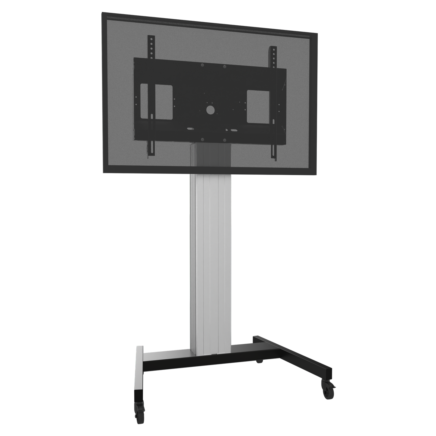 Conen SCETANHVV12 TV Cart, Monitor Cart With Display Mount, Center Of Display 160 Cm Column Silver Anodized, Fixed Height, V-stand